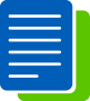 Icon of two overlapping lined pages, one blue one green